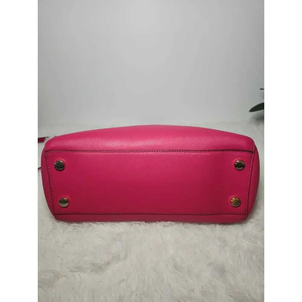 Michael Kors Top Handle Satchel Pink Leather Gold Hardware Classic Preppy Bag